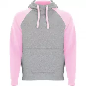 Jasnoróżowy-Szary melanż - Badet dwukolorowa bluza z kapturem unisex