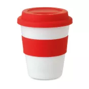 Kubek z PP z silikonową pokrywką 350 ml ASTORIA Czerwony