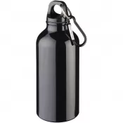Czarny - Oregon butelka 400 ml z karabińczykiem aluminium z recyklingu RCS