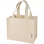 Piasek pustyni - Odessa mini torba na zakupy z dnem wykonana bawełny z recyklingu z certyfikatem GRS o gramaturze 220 g/m² i pojemności 9 l