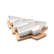 Taca bambusowa z 3 naczyniami ceramicznymi VIRAM