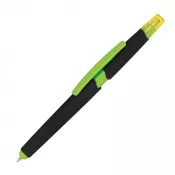 jasnozielony - Długopis plastikowy do ekranów dotykowych z zakreślaczem