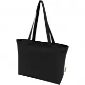 Czarny - Torba bawełniana 320 g/m², 47x11x30,5cm Ningbo, zapinana na suwak