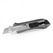 szary - Nóż do tapet z mechanizmem zabezpieczającym, zapasowe ostrza w komplecie | Sutton