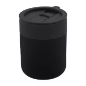 czarny - Ceramiczny kubek podróżny pokryty silikonem 300 ml Liberica