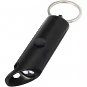 Czarny - Flare latarka LED i otwieracz do butelek z łańcuchem do kluczy wykonany z aluminium IPX z recyklingu