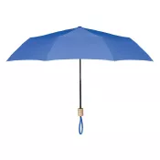 Parasol składany 21" z RPET z drewnianą rączką TRALEE Niebieski