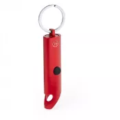 czerwony - Brelok do kluczy z aluminium z recyklingu, otwieracz do butelek, lampka LED