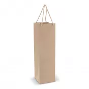 brązowy - Papierowa torba prezentowa na wino 120g/m² 11,5x11,5x40 cm