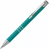 turkusowy - Długopis metalowy z 3 srebrnymi ringami