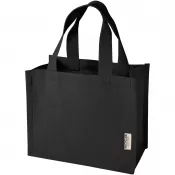 Czarny - Odessa mini torba na zakupy z dnem wykonana bawełny z recyklingu z certyfikatem GRS o gramaturze 220 g/m² i pojemności 9 l