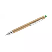 zielony - Długopis bambusowy z touch pen-em TUSO