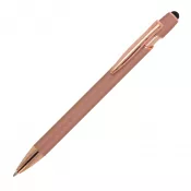 różowe złoto - Długopis metalowy gumowany Paris Deluxe