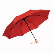 czerwony - Automatycznie otwierany i składany, wiatroodporny parasol kieszonkowy CALYPSO