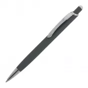 szary - Długopis metalowy gumowany z touch penem Monaco