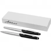 Czarny-Srebrny - Długopis ze stylusem i pióro kulkowe Geneva