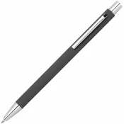 ciemnoszary - Długopis metalowy z powierzchnią soft touch