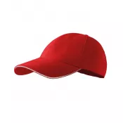 Czerwony - Reklamiowa czapka z daszkiem Malfini SANDWICH 6P 306