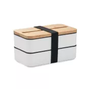 Lunchbox dwupoziomowy 2x400 ml ze sztućcami WINT Bialy