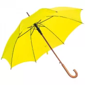 żółty - Parasol automatyczny z drewnianą rączką, śr. 105 cm