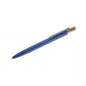 granatowy - Długopis z recyklingowanego aluminium z korkowym przyciskiem KORIN