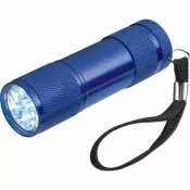 niebieski - Latarka metalowa 9 LED DUNCAN