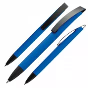 niebieski - Długopis plastikowy z metalowym klipem BRESCIA