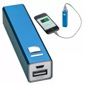 niebieski - Power bank metalowy 2200 mAh PORT HOPE