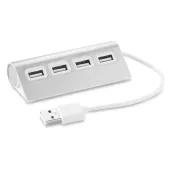 Hub USB 2.0 4-portowy aluminiowy ALUHUB Srebrny Mat