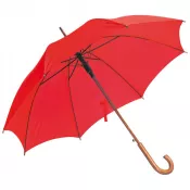 czerwony - Parasol automatyczny z drewnianą rączką, śr. 105 cm