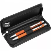 pomarańczowy - Zestaw piśmienny długopis i ołówek automatyczny soft touch UPPSALA