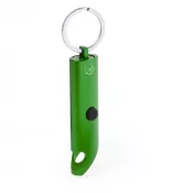 zielony - Brelok do kluczy z aluminium z recyklingu, otwieracz do butelek, lampka LED