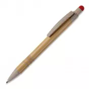 beżowo / czerwony - Długopis bambusowo-słomkowy Stylus