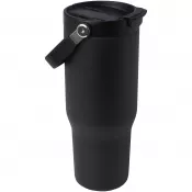 Czarny - Kubek Bronx o pojemności 900 ml, z izolacją próżniową, wykonany ze recyklingowanej stali nierdzewnej z certyfikatem RCS i z miedzi, z wielofukncyjną zakrętką