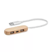 Hub USB-C 3-portowy w bambusowej obudowie VINA C