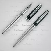 szary - Zestaw piśmienny długopis i pióro wieczne CHRISTOPHE Pierre Cardin