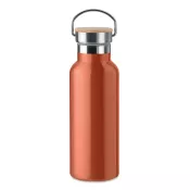 Termos dwuścienny z bambusową pokrywką 500 ml HELSINKI Pomaranczowy