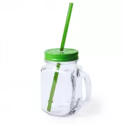 zielony - Słoik do picia 500 ml ze słomką