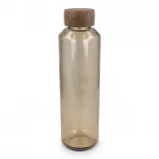 brązowy transparentny - Butelka InSideOut z recyklingowanego szkła ReuuZ z drewnianym korkiem 650 ml