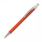 pomarańczowy - Długopis metalowy gumowany z touch penem