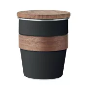 Kubek stalowy z pokrywką z orzecha 350 ml WALNUT