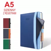 Kalendarz książkowy A5 DZIENNY z registrami TRAFFICA