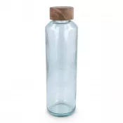 transparentny - Butelka InSideOut z recyklingowanego szkła ReuuZ z drewnianym korkiem 650 ml