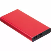 czerwony - Power bank 10000 mAh z aluminium z recyklingu GIORGIA