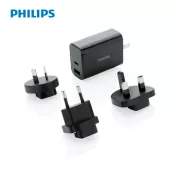 czarny - Uniwersalna ładowarka Philips 30W, adapter podróżny