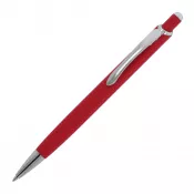 czerwony - Długopis metalowy gumowany z touch penem Monaco