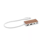 Hub USB 4-portowy z aluminium i orzecha UBAH