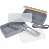 szary - Lunch box 2x600 ml ze sztućcami PESCARA