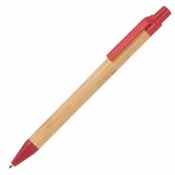 czerwony - Długopis bambusowy Halle