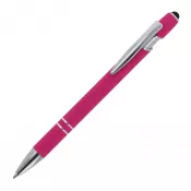 różowy - Długopis metalowy gumowany Paris